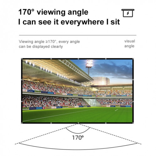 Rideau de film de projecteur en polyester de soie de lait pliable, taille : 120 pouces (4:3) zone de projection : 240 x 180 cm SH60101286-011