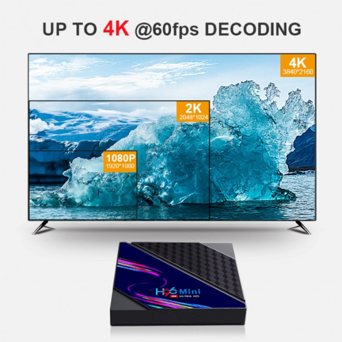 H96 MINI V8 Boîte TV Smart 4K avec télécommande, Android 10.0, RK3228A Quad-Core Cortex-A7, 1 Go + 8 Go, Tiktok intégré, Support DLNA / HDMI / USBX2 / 2.4G WIFI, Type de bouchon: UK Bouchon SH72031006-013