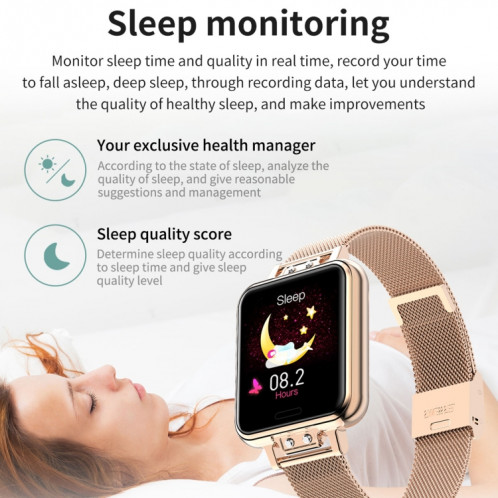 ZL13 1.22 pouces écran couleur IP67 montre intelligente étanche, moniteur de sommeil de soutien / moniteur de fréquence cardiaque / rappel de cycle menstruel (or) SH901A1771-015