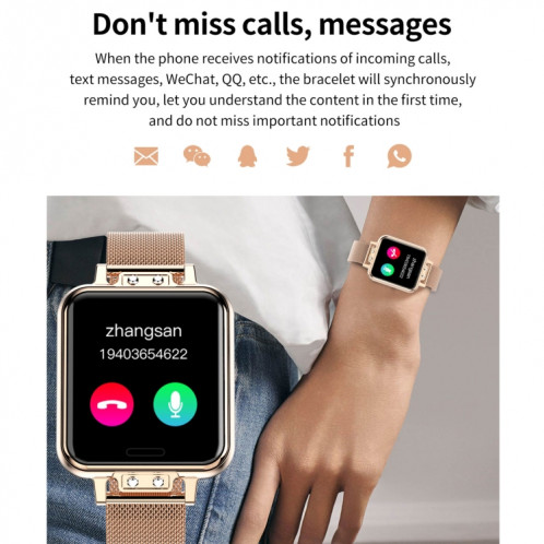 ZL13 1.22 pouces écran couleur IP67 montre intelligente étanche, moniteur de sommeil de soutien / moniteur de fréquence cardiaque / rappel de cycle menstruel (or) SH901A1771-015