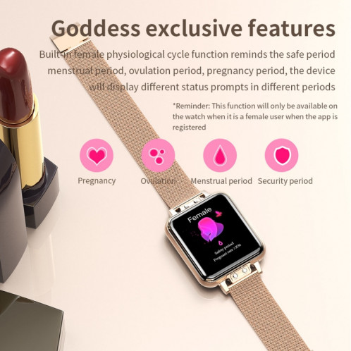 ZL13 1,22 pouces écran couleur IP67 montre intelligente étanche, moniteur de sommeil de soutien / moniteur de fréquence cardiaque / rappel de cycle menstruel, style: bracelet en cuir rouge SH03421483-014
