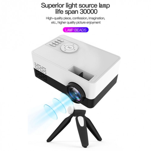 J15 1920 x 1080P HD Mini projecteur LED domestique avec support de montage sur trépied AV / HDMI x 1 / USB x1 / TF x 1, Type de prise: Prise UE (Rose Blanc) SH101C1624-017