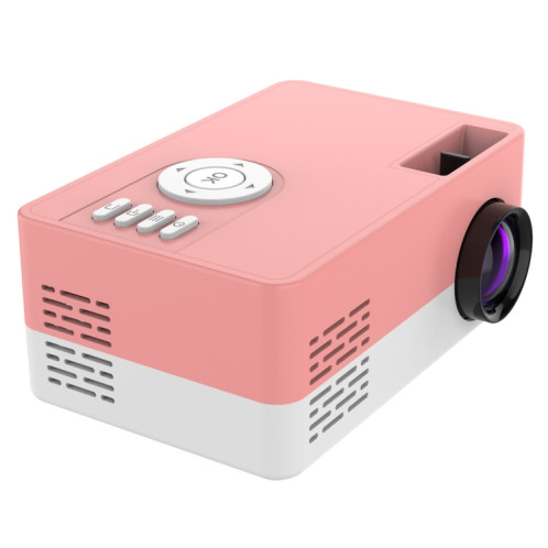 Mini projecteur LED domestique J15 1920 x 1080P HD avec support de montage sur trépied AV / HDMI x 1 / USB x1 / TF x 1, type de prise: prise américaine (blanc rose) SH102C1464-017