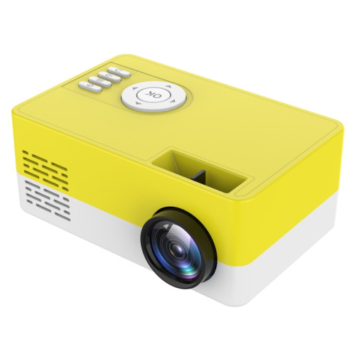 Mini projecteur LED domestique J15 1920 x 1080P HD avec support de montage sur trépied AV / HDMI x 1 / USB x1 / TF x 1, type de prise: prise américaine (jaune blanc) SH102D1952-017