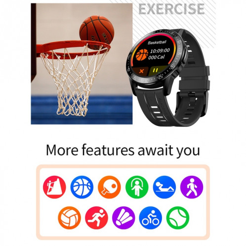 GT3 Montre intelligente à écran rond complet de 1,3 pouces, moniteur de sommeil de soutien / moniteur de fréquence cardiaque / surveillance de la température (noir) SH501A73-014