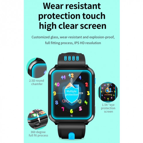 H1 1,54 pouce Screen Full-Fit Screen Dual Cameras Smart Phone Watch, Prise en charge de la carte SIM / Suivi GPS / Trajectoire en temps réel / Surveillance de la température (gris noir) SH201A701-016