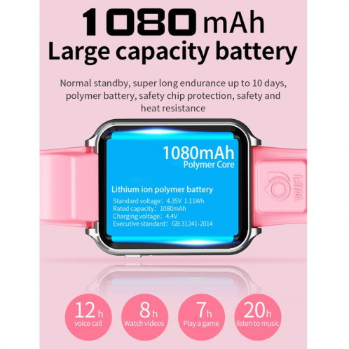 H1 1,54 pouce Screen Full-Fit Screen Dual Cameras Smart Phone Watch, Prise en charge de la carte SIM / Suivi GPS / Trajectoire en temps réel / Surveillance de la température (gris noir) SH201A701-016