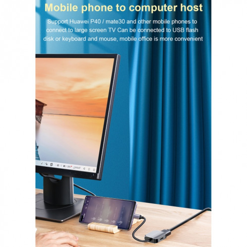 HW-6002 Convertisseur adaptateur 2 en 1 Type-C / USB-C vers HDMI + VGA (gris) SH601A872-012