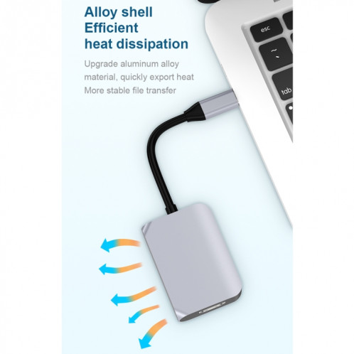 HW-6003 Convertisseur d'adaptateur de station d'accueil 3 en 1 Type-C / USB-C vers HDMI + PD + USB 3.0 (gris) SH701A1091-012
