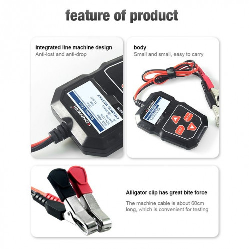 KONNWEI KW208 Support de testeur de batterie à écran couleur TFT pour voiture 8 langues SK09001484-021