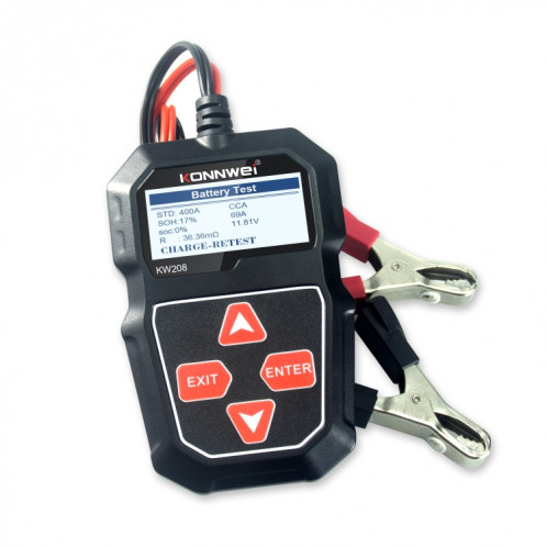 KONNWEI KW208 Support de testeur de batterie à écran couleur TFT pour voiture 8 langues SK09001484-021