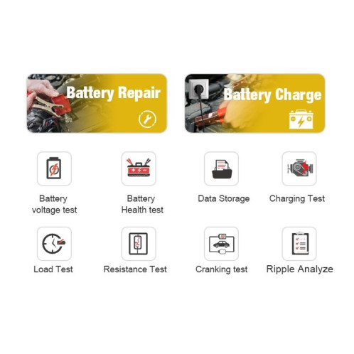 KONNWEI KW510 Testeur/chargeur/réparateur de batterie de voiture 3 en 1, prise en charge 8 langues (prise UE) SK04EU1506-021