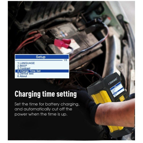 KONNWEI KW510 Testeur/chargeur/réparateur de batterie de voiture 3 en 1, prise en charge 8 langues (prise UE) SK04EU1506-021