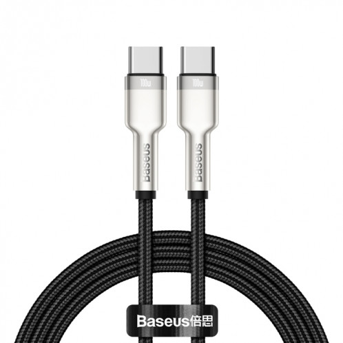 Baseus CATJK-C01 Cafule Series 100W Type-C / USB-C vers Type-C / USB-C Câble de données de charge en métal, longueur: 1 m (noir) SB801A895-013