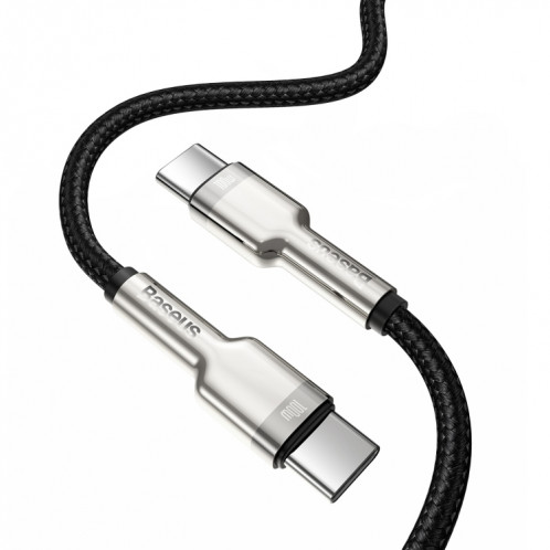 Baseus CATJK-C01 Cafule Series 100W Type-C / USB-C vers Type-C / USB-C Câble de données de charge en métal, longueur: 1 m (noir) SB801A895-013