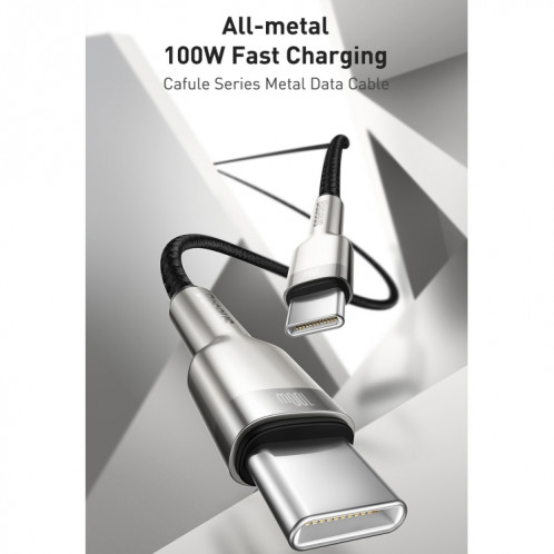 Baseus CATJK-C02 Cafule Series 100W Type-C / USB-C vers Type-C / USB-C Câble de données de charge en métal, longueur: 1 m (blanc) SB801B122-013