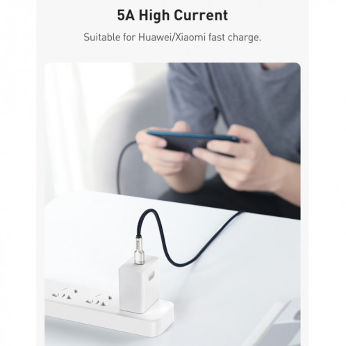 Baseus CATJK-C02 Cafule Series 100W Type-C / USB-C vers Type-C / USB-C Câble de données de charge en métal, longueur: 1 m (blanc) SB801B122-013