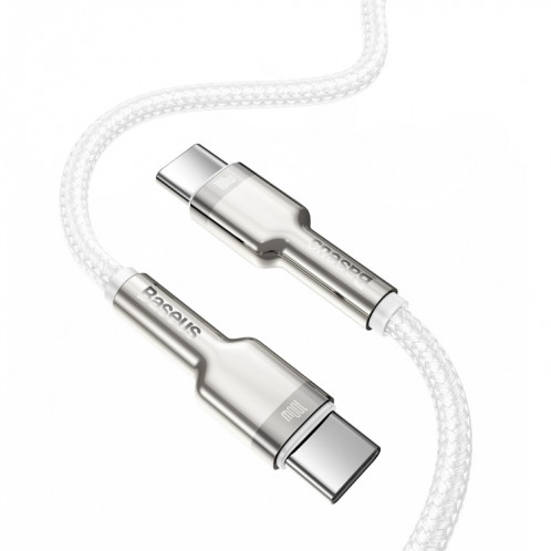 Baseus CATJK-D02 Cafule Series 100W Type-C / USB-C vers Type-C / USB-C Câble de données de charge en métal, longueur: 2 m (blanc) SB802B424-013