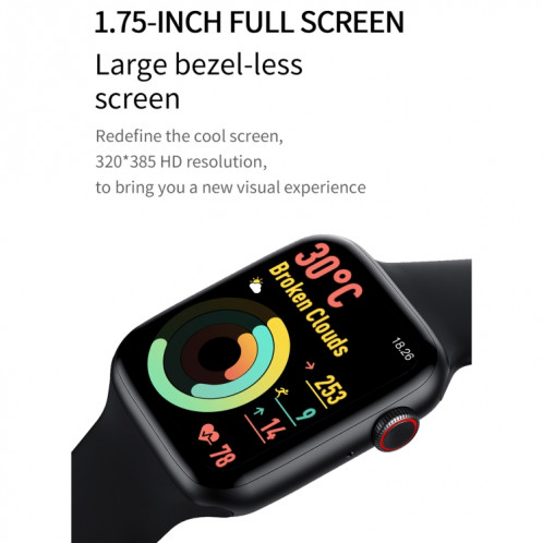 DW35 Montre intelligente étanche IP67 plein écran de 1,75 pouces, moniteur de sommeil / moniteur de fréquence cardiaque / appel Bluetooth (noir) SH801C1660-014