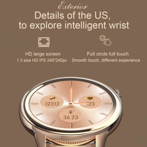 F80 1.3 pouces TFT écran couleur IP68 montre intelligente pour femmes étanche, moniteur de température corporelle de soutien / tensiomètre / rappel de cycle menstruel SH901A762-014