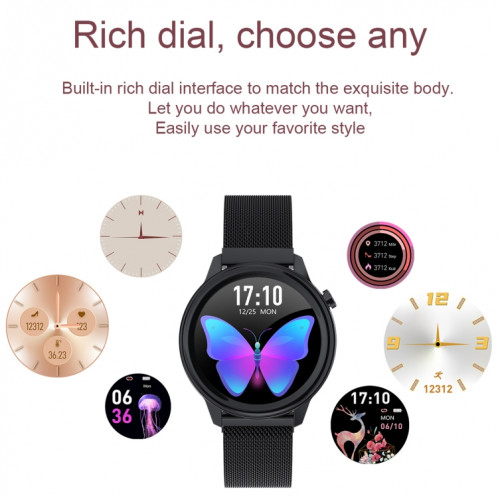 F80 1.3 pouces TFT écran couleur IP68 montre intelligente pour femmes étanche, moniteur de température corporelle de soutien / tensiomètre / rappel de cycle menstruel SH901A762-014