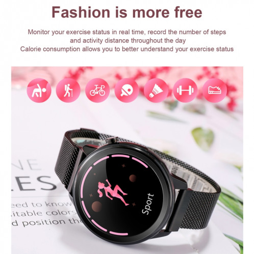 F80 1.3 pouces TFT écran couleur IP68 montre intelligente pour femmes étanche, moniteur de température corporelle de soutien / tensiomètre / rappel de cycle menstruel SH901A762-014