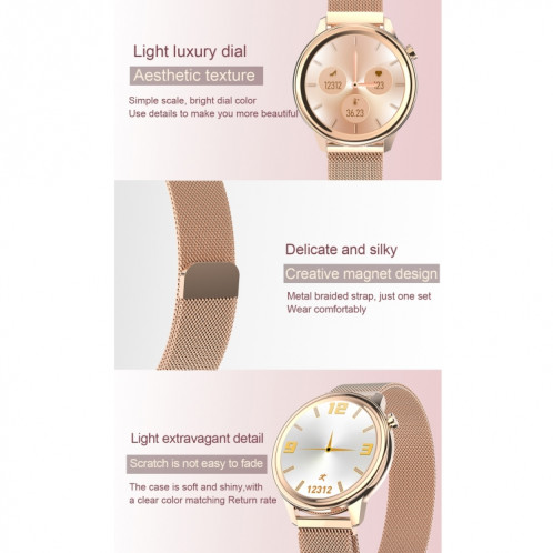 F80 1.3 pouces TFT écran couleur IP68 montre intelligente pour femmes étanche, moniteur de température corporelle de soutien / tensiomètre / rappel de cycle menstruel SH901A762-014