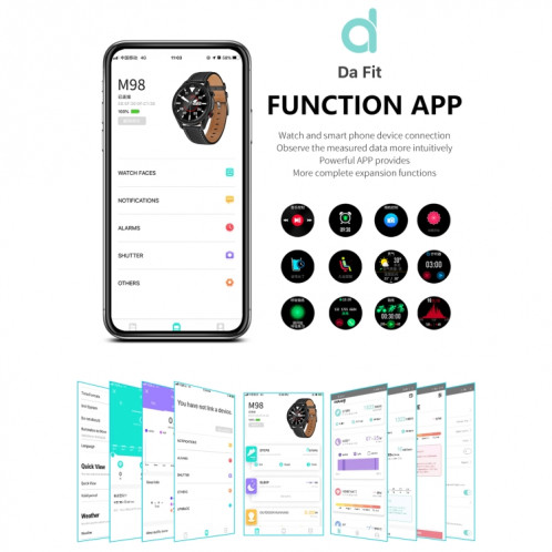 M98 1,28 pouces IPS écran couleur IP67 montre intelligente étanche, moniteur de sommeil de soutien / moniteur de fréquence cardiaque / appel Bluetooth, style: bracelet en acier (noir) SH901A912-016