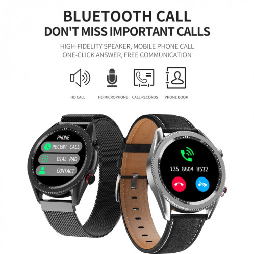 M98 1,28 pouces IPS écran couleur IP67 montre intelligente étanche, moniteur de sommeil de soutien / moniteur de fréquence cardiaque / appel Bluetooth, style: bracelet en acier (noir) SH901A912-016