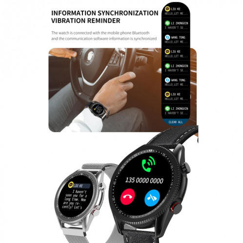 M98 1,28 pouces IPS écran couleur IP67 montre intelligente étanche, moniteur de sommeil de soutien / moniteur de fréquence cardiaque / appel Bluetooth, style: bracelet en acier (noir) SH901A912-016