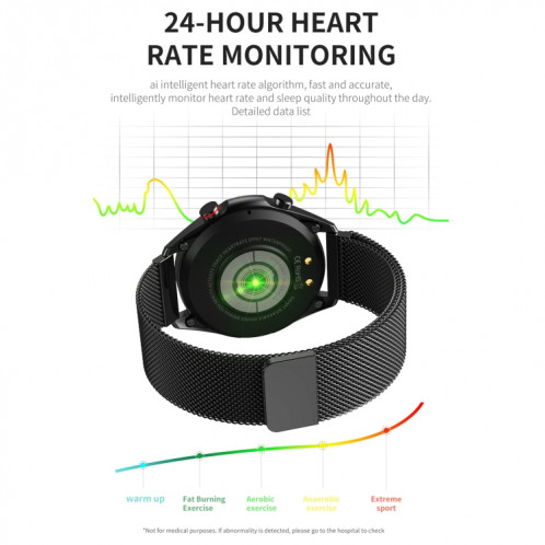 M98 1,28 pouces IPS écran couleur IP67 montre intelligente étanche, moniteur de sommeil de soutien / moniteur de fréquence cardiaque / appel Bluetooth, style: bracelet en cuir (argent) SH001B1670-016