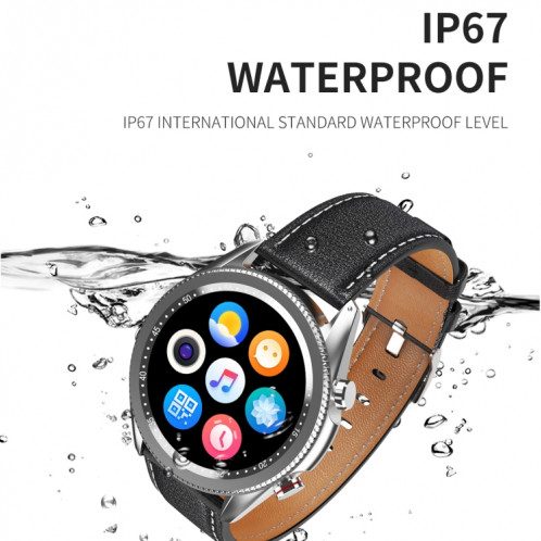 M98 1,28 pouces IPS écran couleur IP67 montre intelligente étanche, moniteur de sommeil de soutien / moniteur de fréquence cardiaque / appel Bluetooth, style: bracelet en cuir (argent) SH001B1670-016
