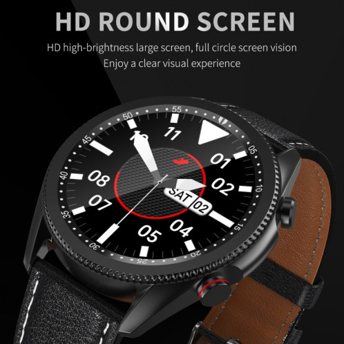 M98 1,28 pouces IPS écran couleur IP67 montre intelligente étanche, moniteur de sommeil de soutien / moniteur de fréquence cardiaque / appel Bluetooth, style: bracelet en cuir (argent) SH001B1670-016
