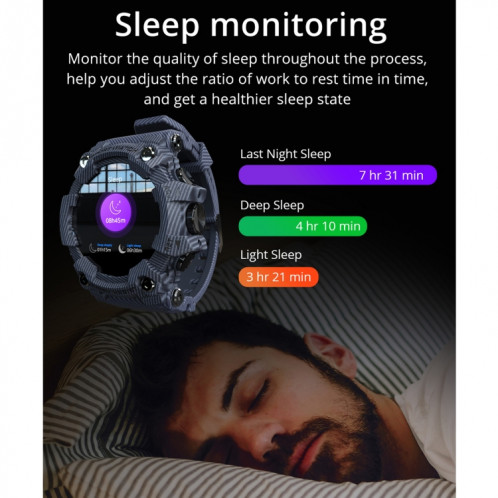 Montre intelligente à écran LCD TFT Lokmat ATTACK de 1,28 pouces, moniteur de sommeil de soutien / moniteur de fréquence cardiaque / tensiomètre (noir) SL201A1404-017