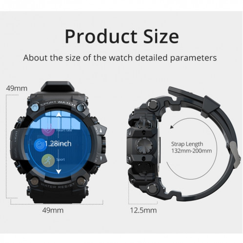 Montre intelligente à écran LCD TFT Lokmat ATTACK de 1,28 pouces, moniteur de sommeil de soutien / moniteur de fréquence cardiaque / tensiomètre (noir) SL201A1404-017