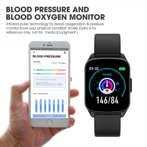 Lokmat KW17 1.3 pouces écran TFT IP68 montre intelligente étanche, moniteur de sommeil de soutien / moniteur de fréquence cardiaque / tensiomètre (noir) SL201B888-012