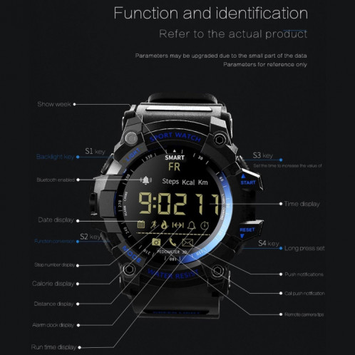 Écran LCD Lokmat MK16 Montre intelligente étanche 50 m, rappel d'informations de support / caméra à distance / moniteur de mouvement de marche (bleu) SL101D875-017