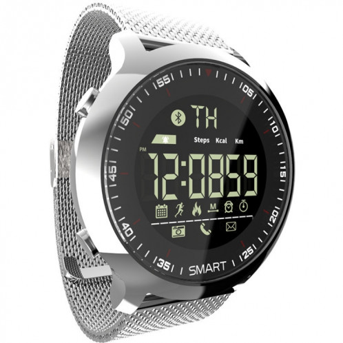 Lokmat MK18 1.1 pouces écran circulaire IP68 montre intelligente étanche, rappel d'informations de support / caméra à distance / moniteur de mouvement de marche (argent) SL401D1918-012