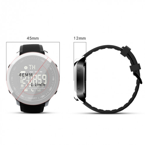 Lokmat MK18 1.1 pouces écran circulaire IP68 montre intelligente étanche, rappel d'informations de support / caméra à distance / moniteur de mouvement de marche (argent) SL401D1918-012