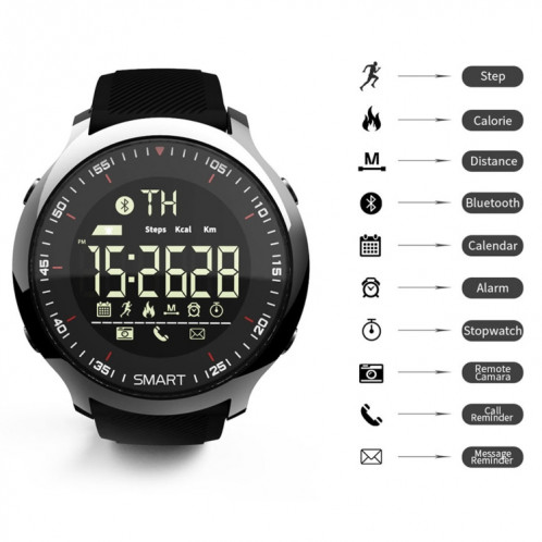 Lokmat MK18 1.1 pouces écran circulaire IP68 montre intelligente étanche, rappel d'informations de support / caméra à distance / moniteur de mouvement de marche (argent) SL401D1918-012
