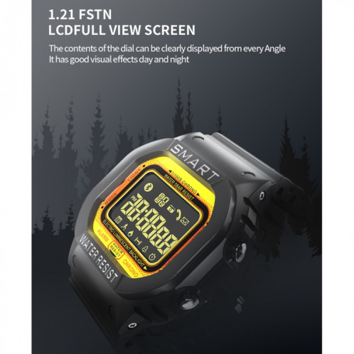 LOKMAT MK22 1.21 pouces FSTN LCD Screen 50M Wather Watch Smart Watch, Informations de support Rappel / Caméra distante / Enregistrement de sport (Orange) SL601C269-014