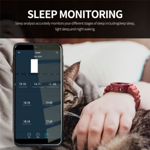 Lokmat OCEAN 1.14 pouces écran tactile TFT IP68 montre intelligente étanche, rappel d'informations de support / moniteur de sommeil / enregistrement de sport (vin rouge) SL901A587-014