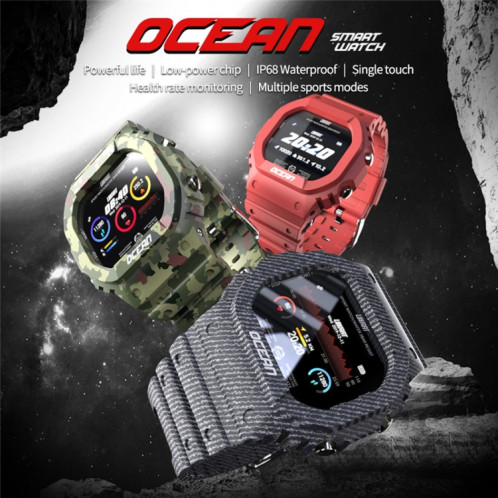 Lokmat OCEAN 1.14 pouces écran tactile TFT IP68 montre intelligente étanche, rappel d'informations de support / moniteur de sommeil / enregistrement de sport (vin rouge) SL901A587-014