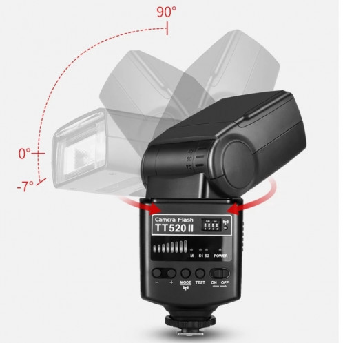Godox TT520II 433MHZ sans fil 1 / 300s-1 / 2000s HSS Flash Speedlite Camera Top Fill Light pour appareils photo reflex numériques Canon / Nikon (noir) SG501A302-010