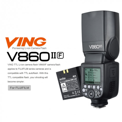 Godox V860IIF 2.4GHz sans fil 1 / 8000s HSS Flash Speedlite Camera Top Fill Light pour appareils photo reflex numériques Fujifil (noir) SG901A1329-012
