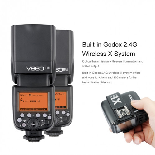 Godox V860IIN 2.4GHz sans fil 1 / 8000s HSS Flash Speedlite Camera Top Fill Light pour Nikon DSLR Camera (Noir) SG101A1528-09