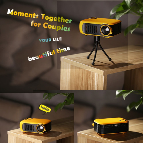 TRANSJEE A2000 320x240P 1000 ANSI Lumens Mini projecteur numérique HD pour cinéma maison, Type de prise: Prise AU (Blanc) SH701A833-09