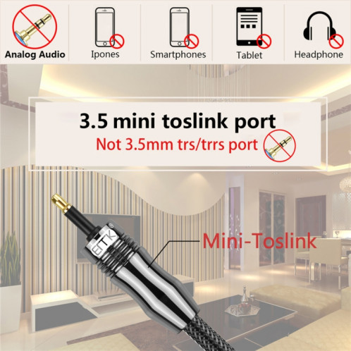 Câble audio optique numérique EMK OD6.0mm 3,5 mm Toslink vers Mini Toslink, longueur: 2 m SE78031061-010