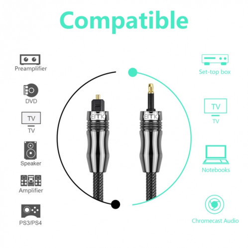 Câble audio optique numérique EMK OD6.0mm 3,5 mm Toslink vers Mini Toslink, longueur: 2 m SE78031061-010