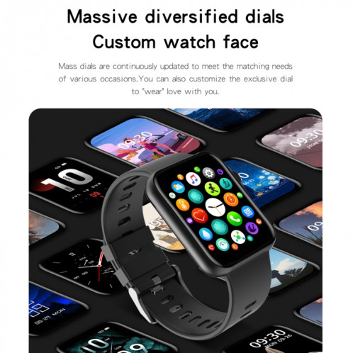 D06 1,6 pouces IPS écran couleur IP67 montre intelligente étanche, prise en charge de la surveillance du sport / surveillance du sommeil / surveillance de la fréquence cardiaque (gris) SH101C1610-018